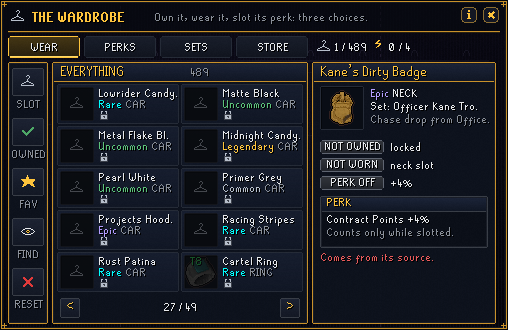 The Wardrobe, in-game screenshot